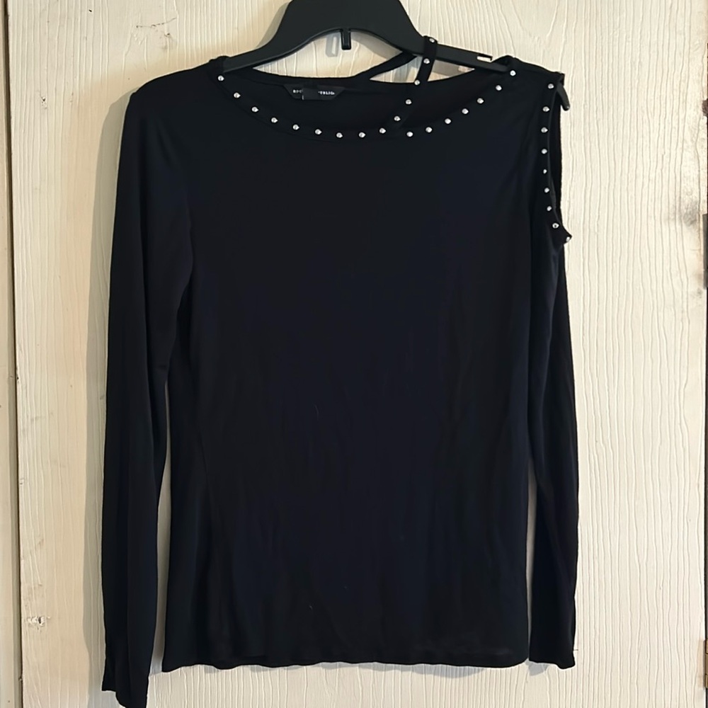 Black Long Sleeve Top off the shoulder